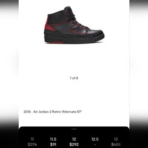 Jordan 2 Retro 'Alternate 87' Black Red